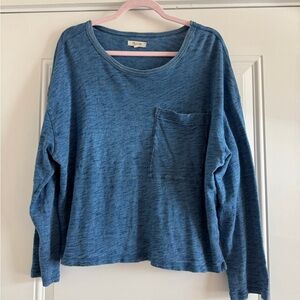 Madewell Blue Pullover Long Sleeve Top with Pocket - L